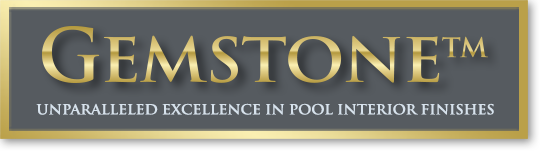 Gemstone Pools logo grey and gold for sliders